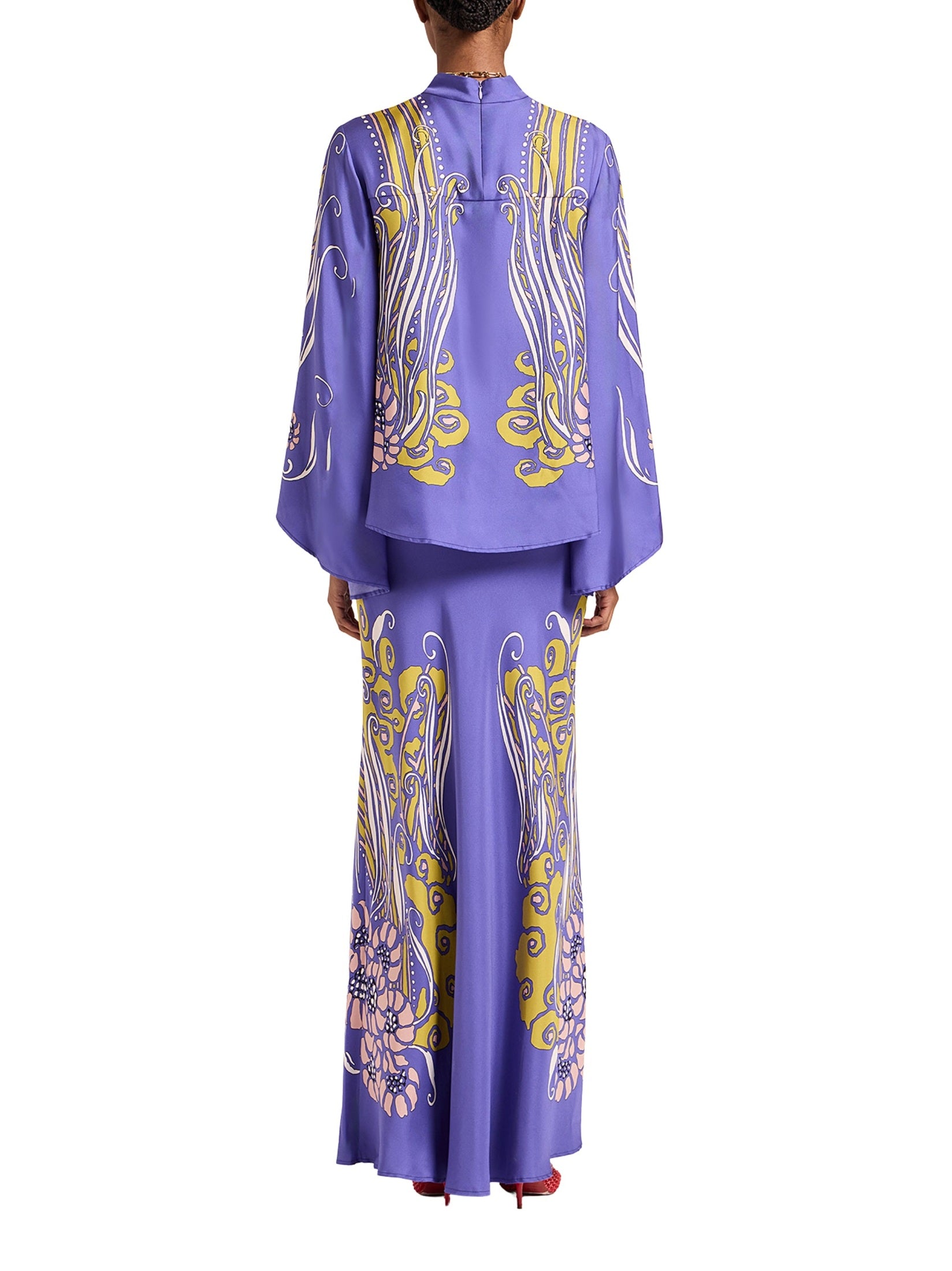 Sleek skirt atlantis placée purple in peachy silk
