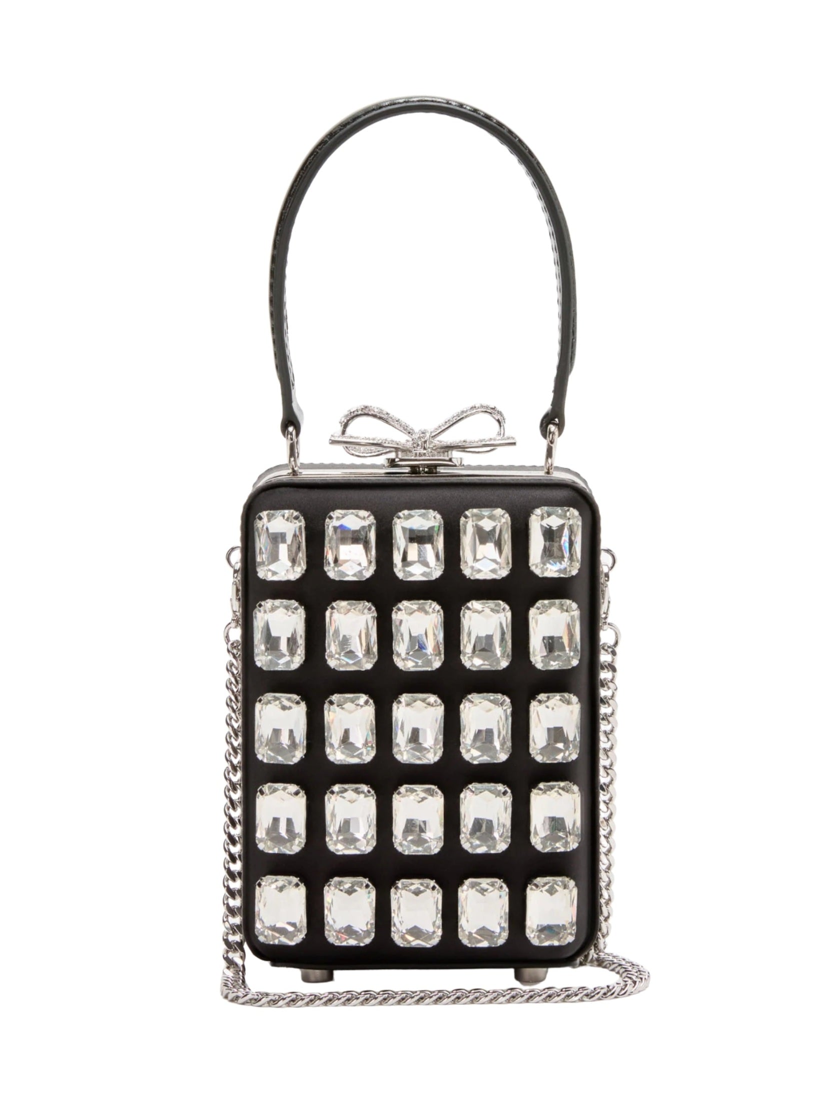 Black satin crystal micro bag