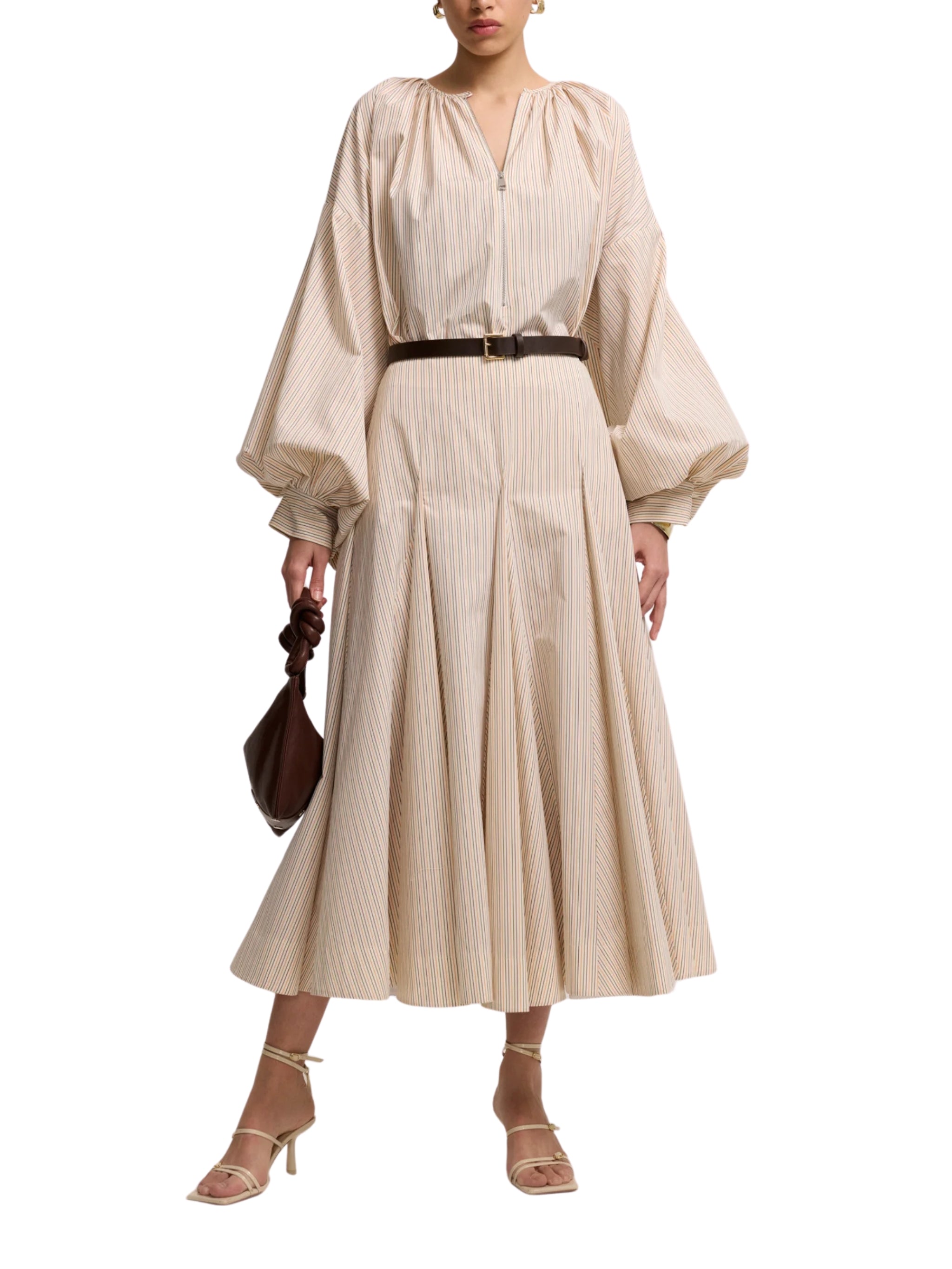 ZIPPERED STRIPED COTTON TUNIC