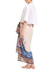 Pareo Lemuria Placée Blue In Cotton Voile (140X140)