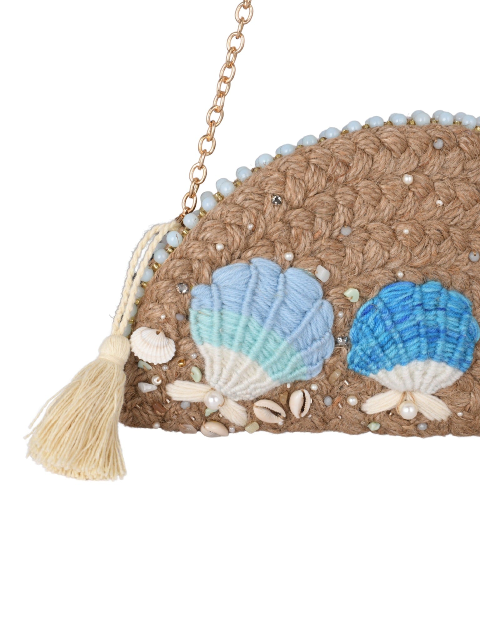 Seashell duo clutch blue seashells