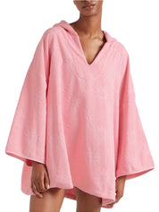 Hooded poncho sunny towelling pink