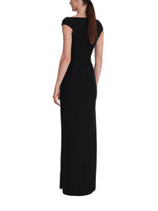 Lucrezia Long Dress in Black with Smoke/crystal