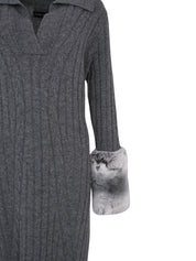 THE LONG CABLE KNIT DRESS WITH CUFFS IN STORM