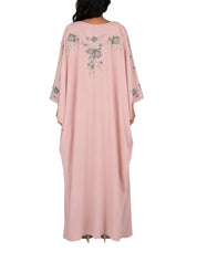 Hand embroiderd flowers -long sleeve dress-kaftan cut dress