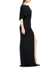 Asymmetric draped maxi dress