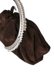 Karma pouch suede brown leather clutch