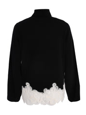 Platinum turtle neck sweater with lace band