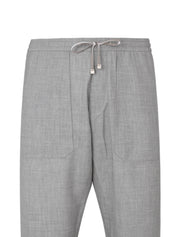 Wool silk linen drawcord pants