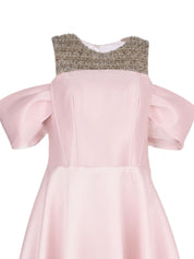 Hand embroiderd chest short sleeves off shoulder dress ballroom baloon dress