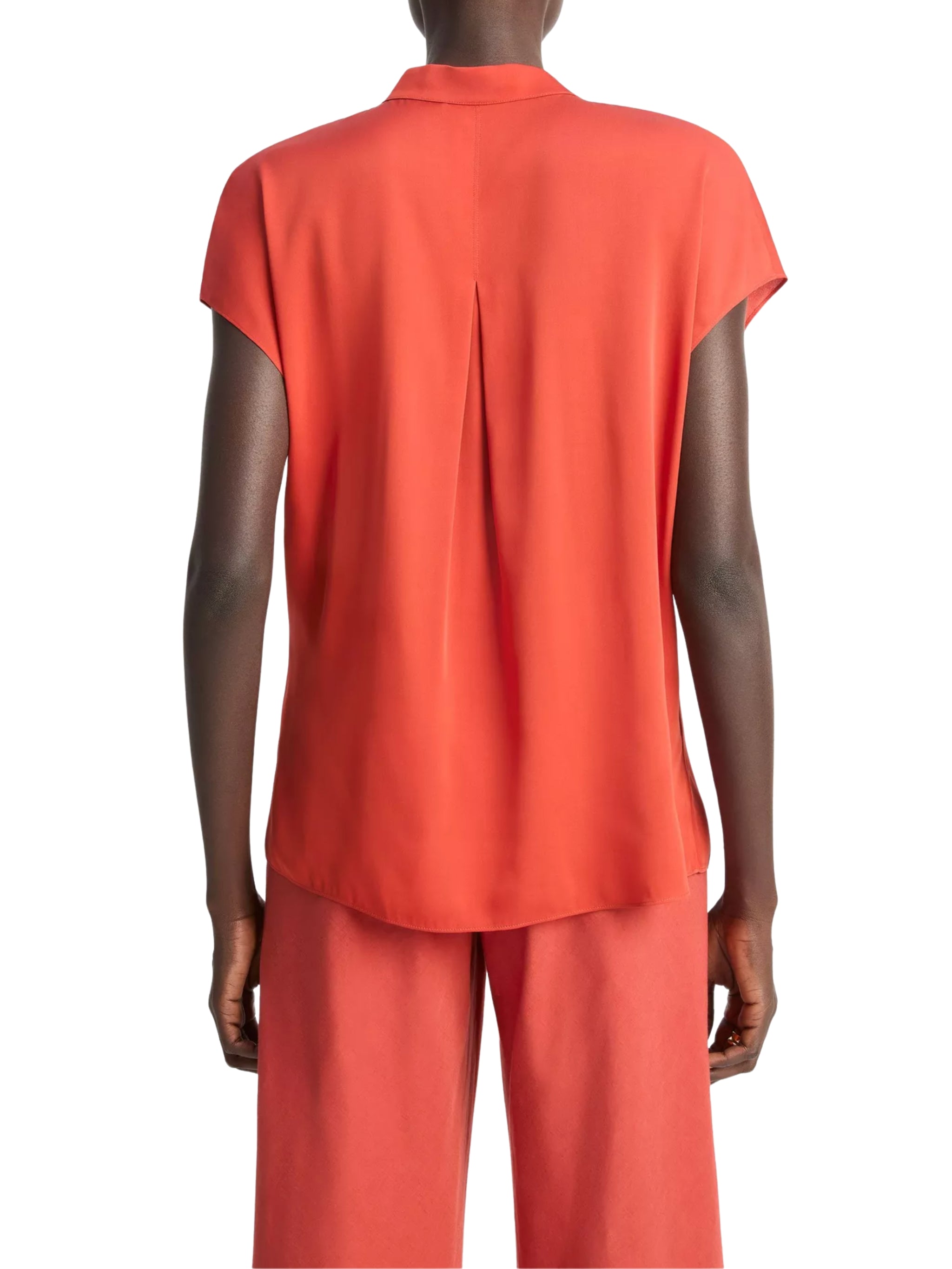 CAP SLV BLOUSE W/ CONTRAST HIDDEN PLKT