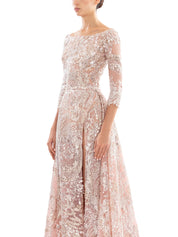 EMBROIDERED LONG DRESS WITH OVERSKIRT