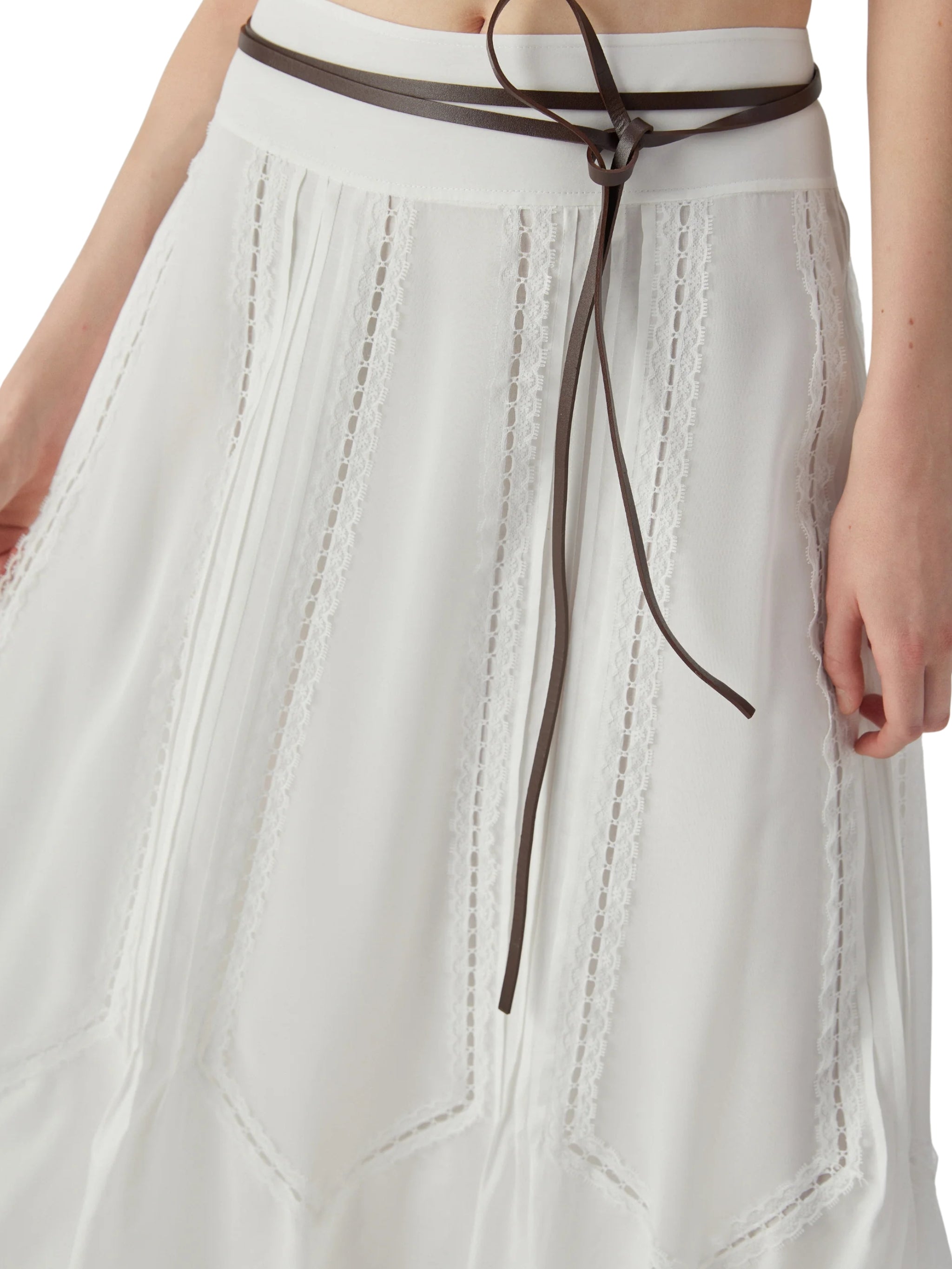 White Wide-Leg Long Skirt