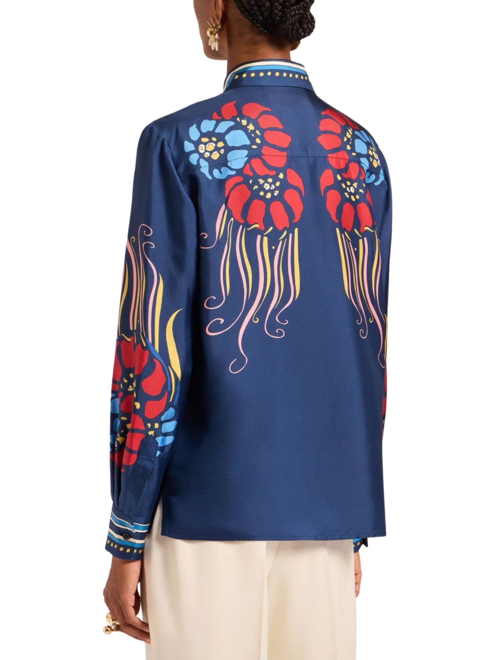 Boy shirt lemuria placée navy in silk twill