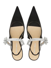 Lotus Flower Black Mesh Slingback (85Mm)