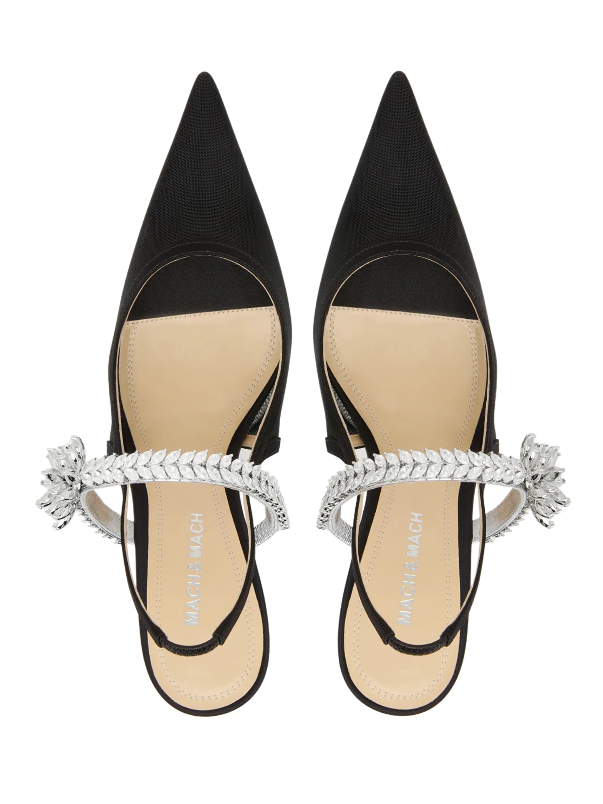 Lotus Flower Black Mesh Slingback (85Mm)