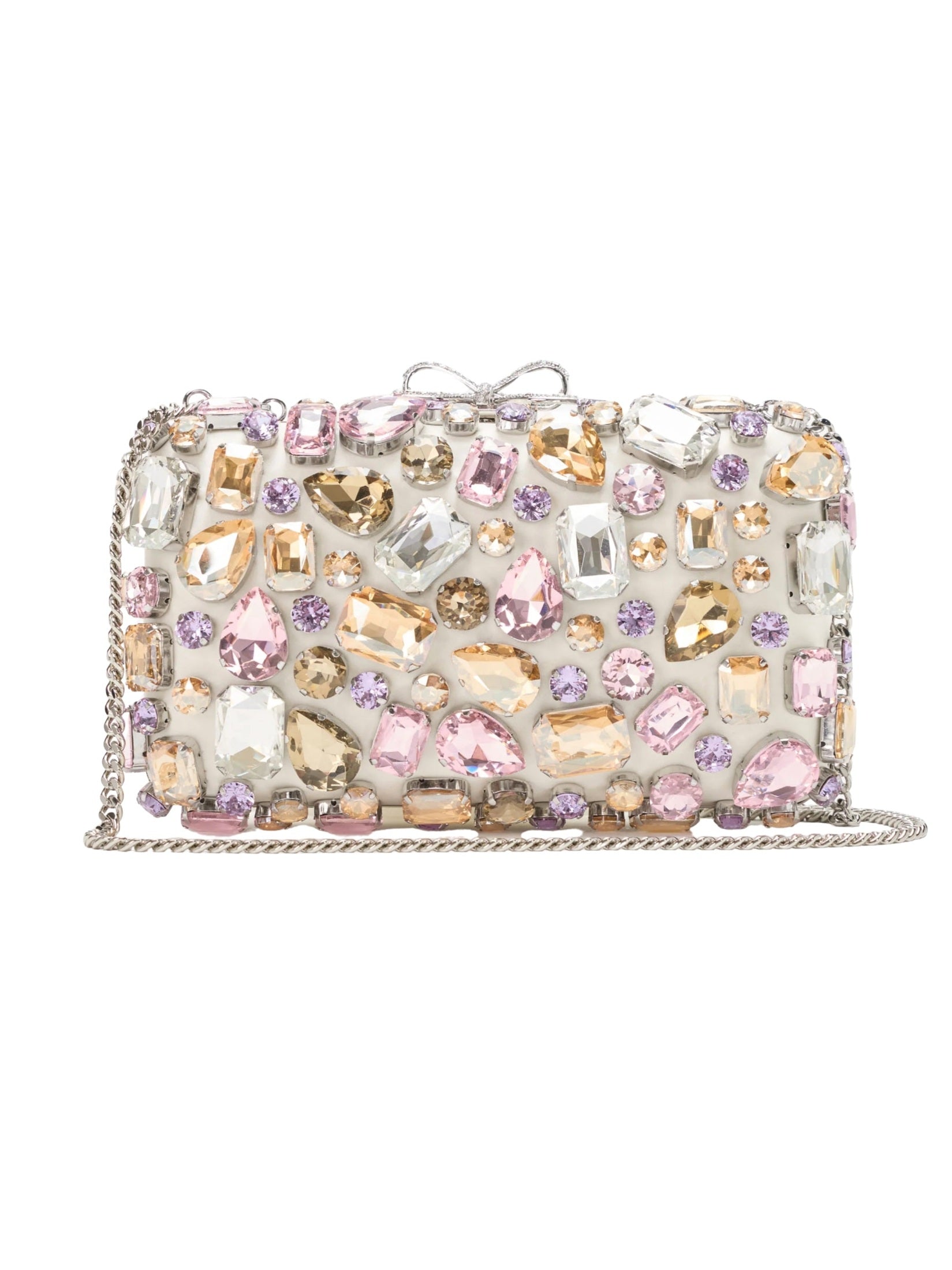 Multi crystal embellished clutch bag