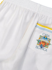 Tennis landscape silk twill trousers
