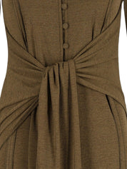 Marl mesh long sleeve maxi tie dress