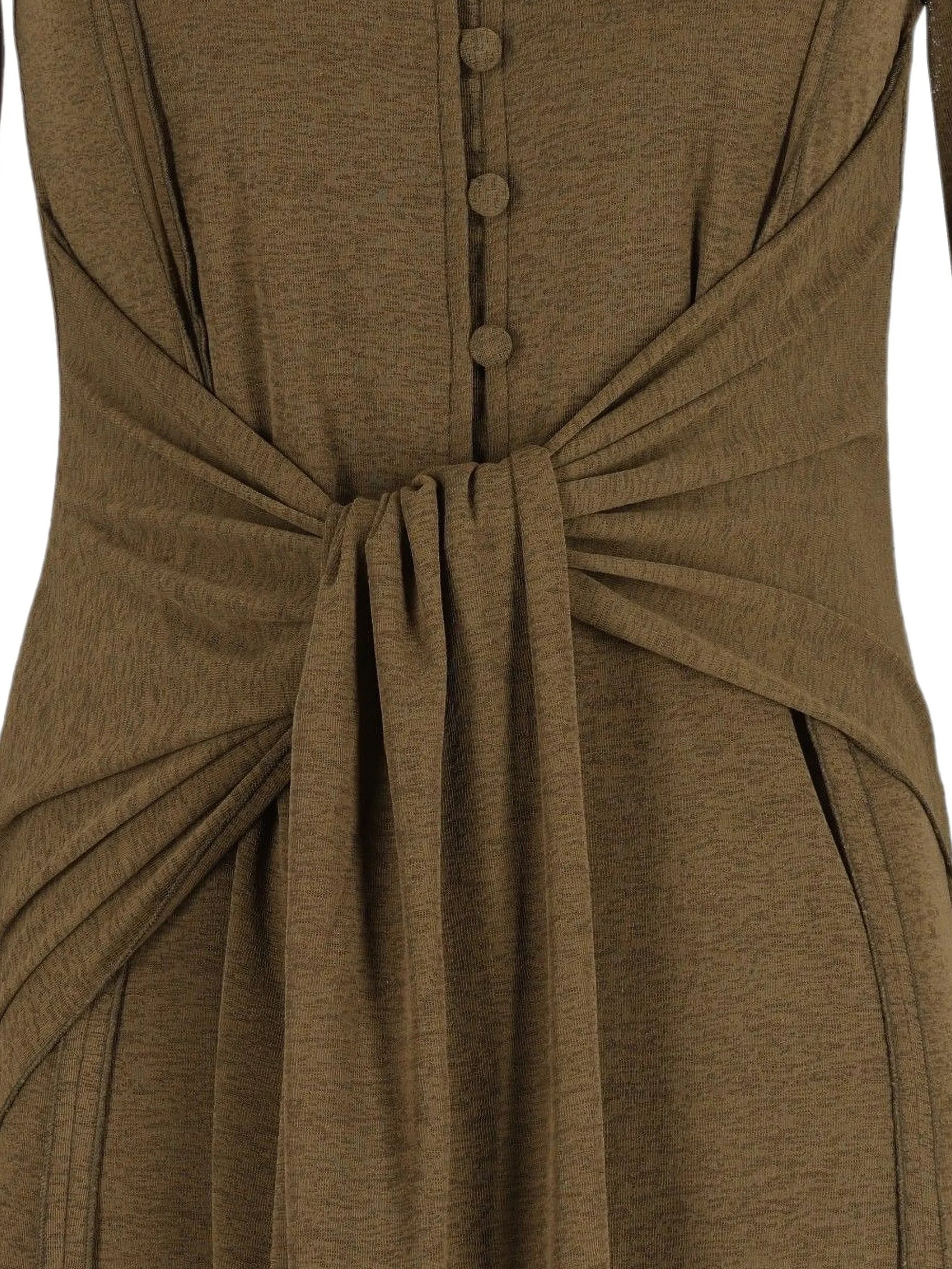 Marl mesh long sleeve maxi tie dress