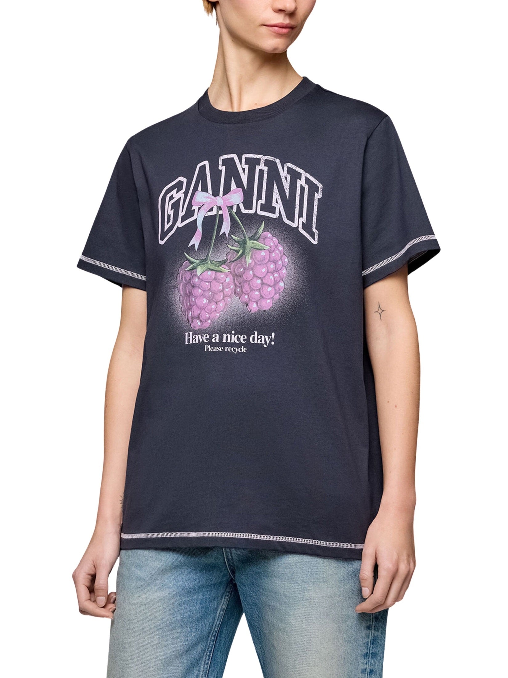 Basic cotton jersey raspberry print