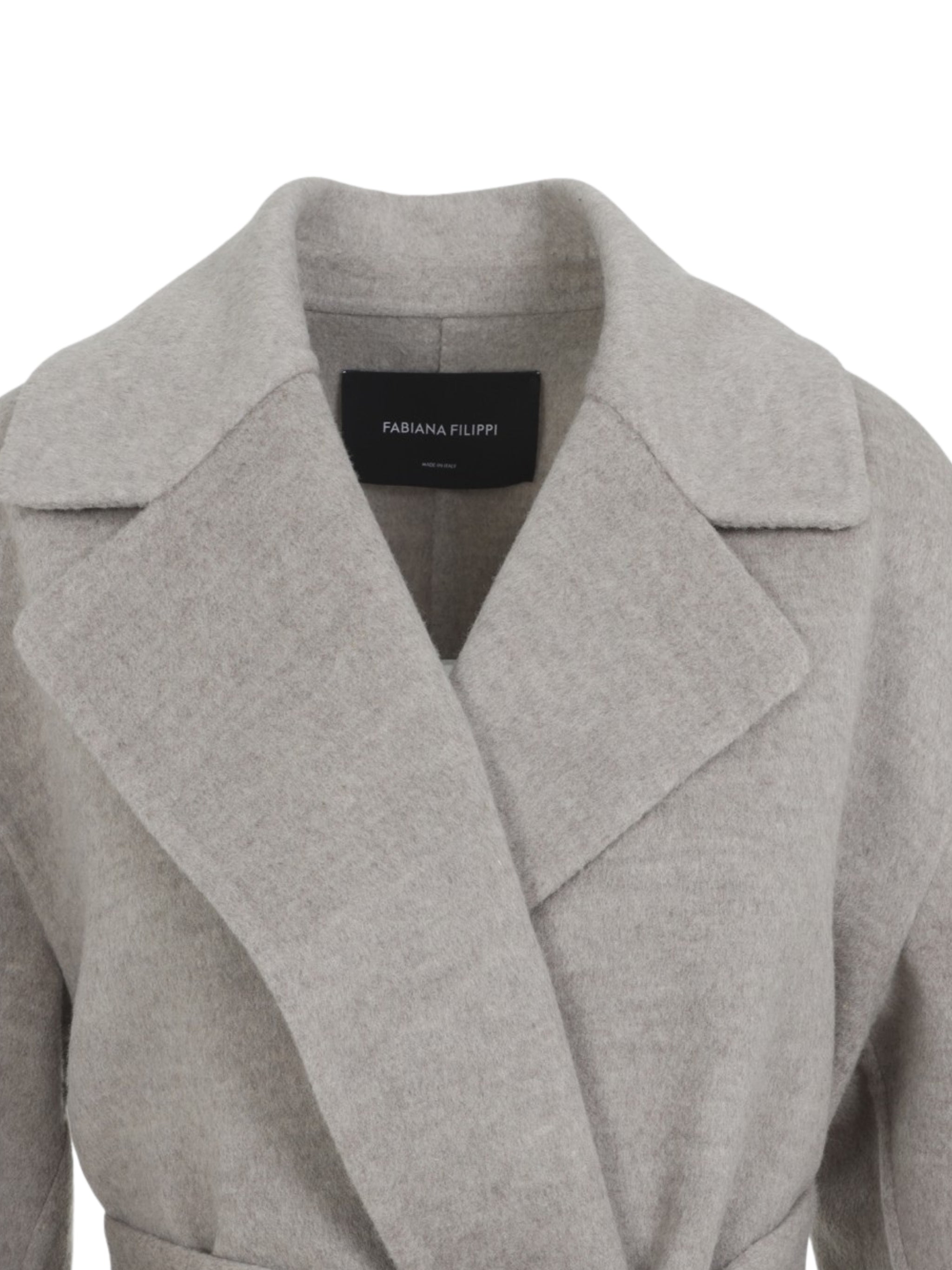 WOOL CASHMERE DOUBLE TOPCOAT PATCH POCKETS AND SELF BELT