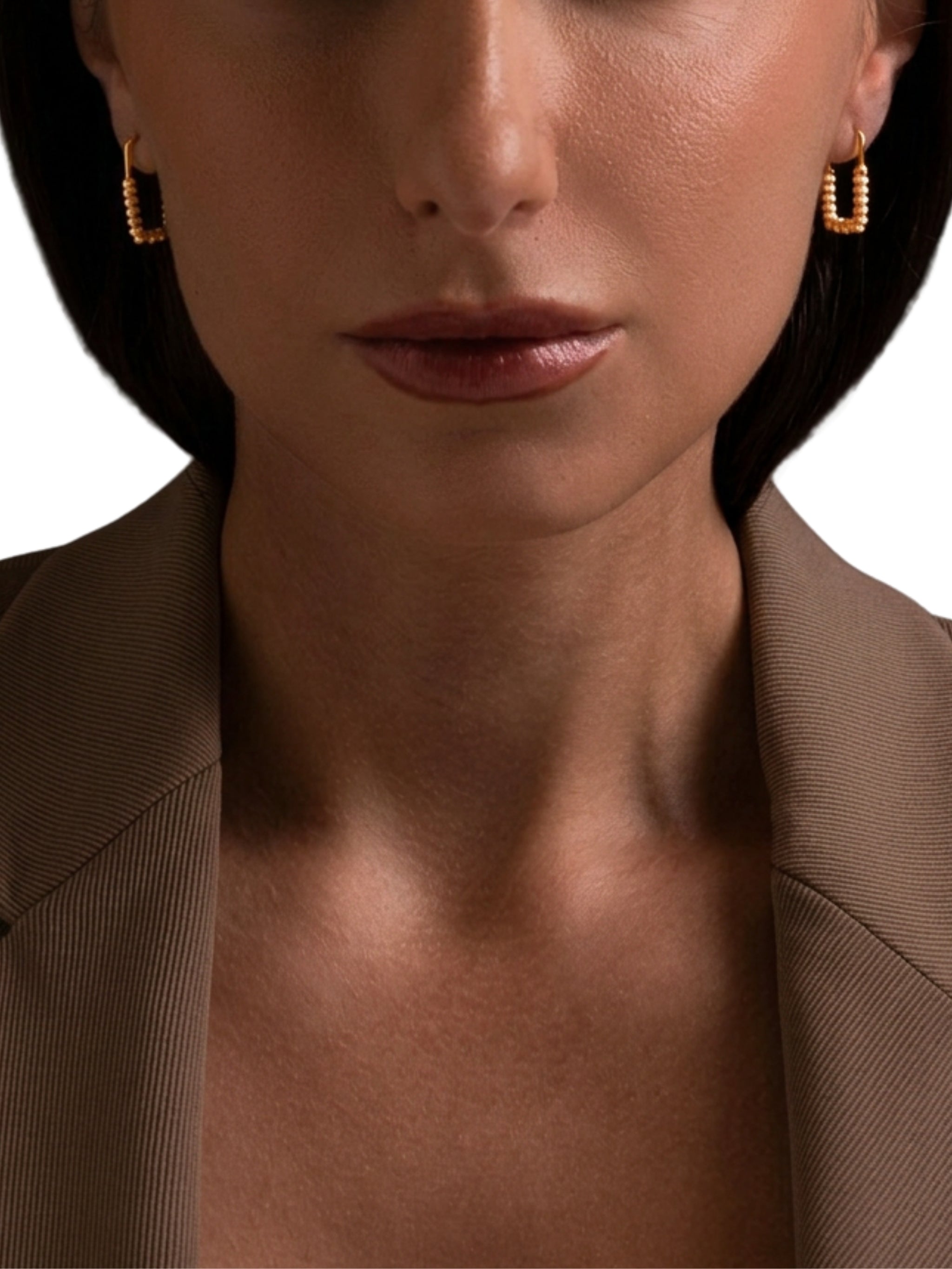 Nail lock earrings in sterling silver & 18k gold vermeil and white enamel