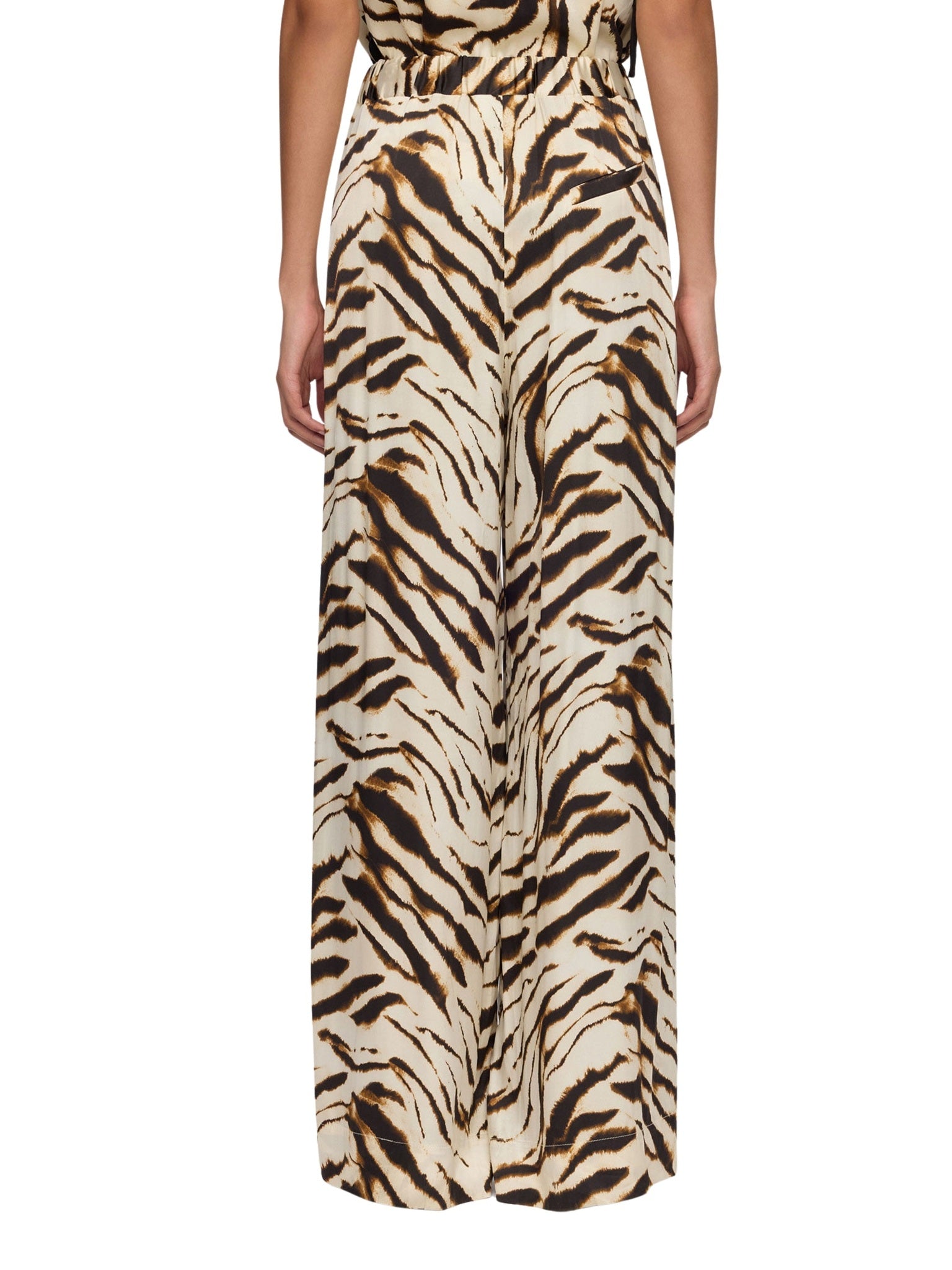 Printed stretch satin elasticated pants