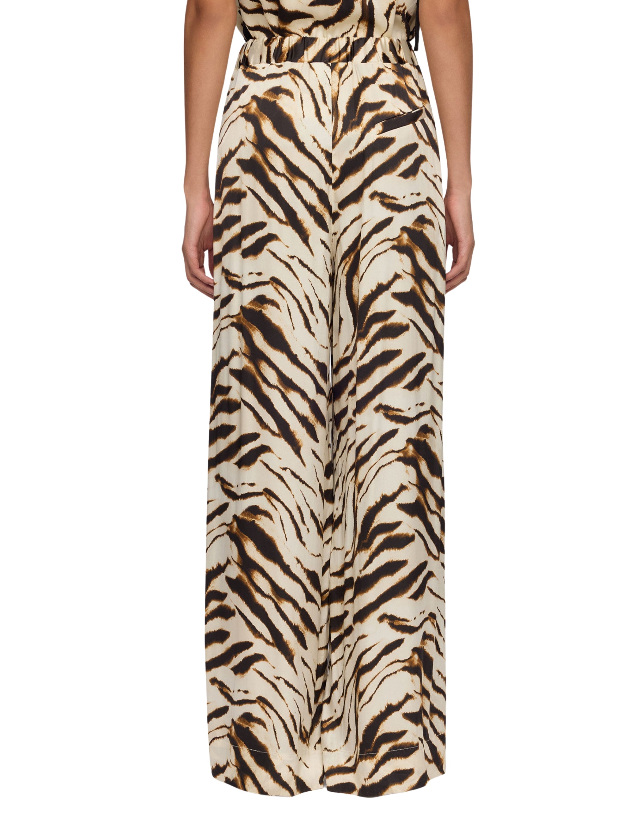 Printed stretch satin elasticated pants