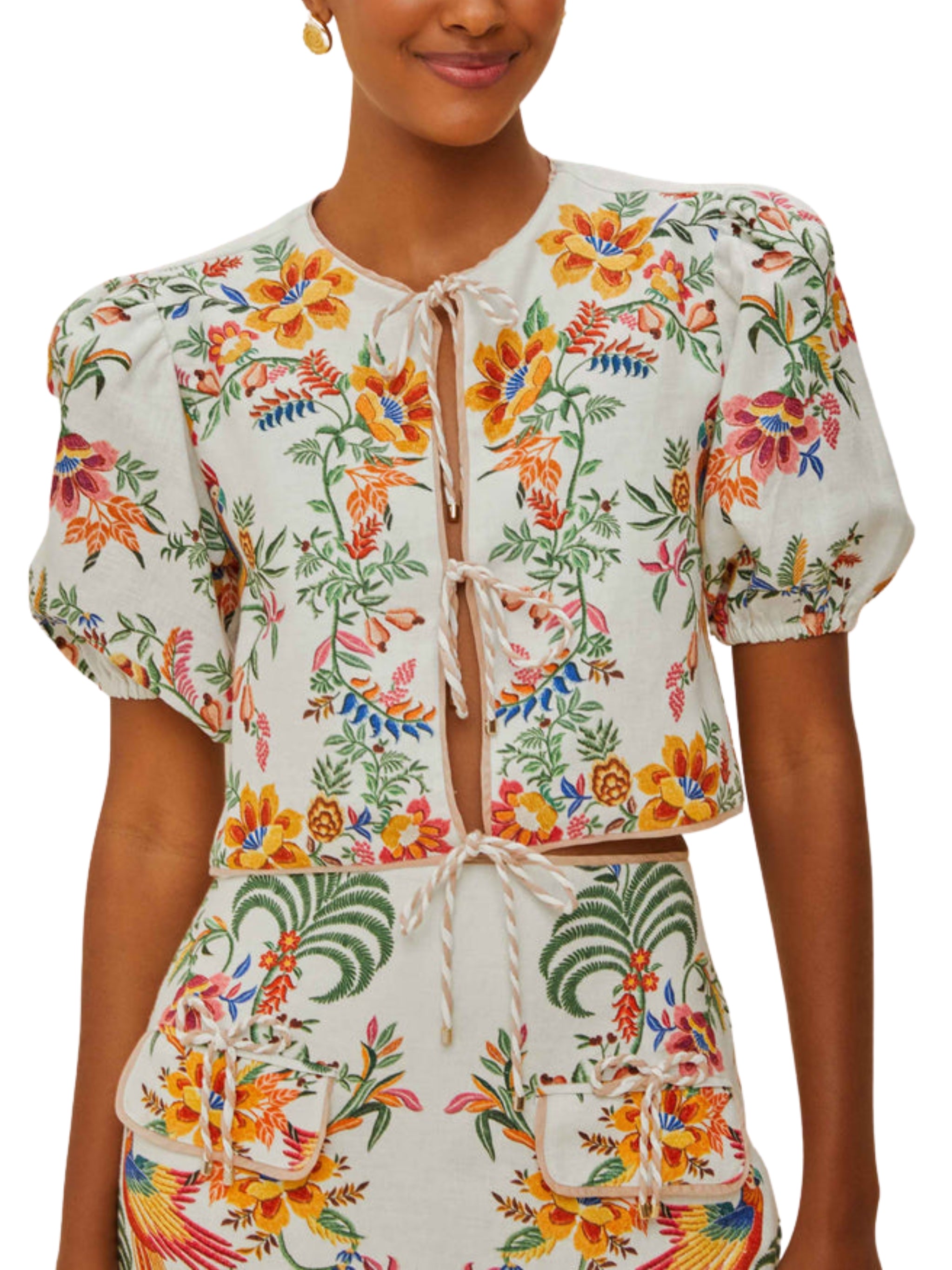 DELICATE FOREST SCARVES OFF-WHITE BLOUSE SHORT SLE