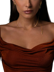 Scarf set of necklace and earrings in sterling silver & rhodium and yellow cz