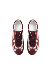 TB.490 CROCHET BURGUNDY LEATHER SNEAKERS