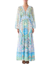 Lace up front long dress