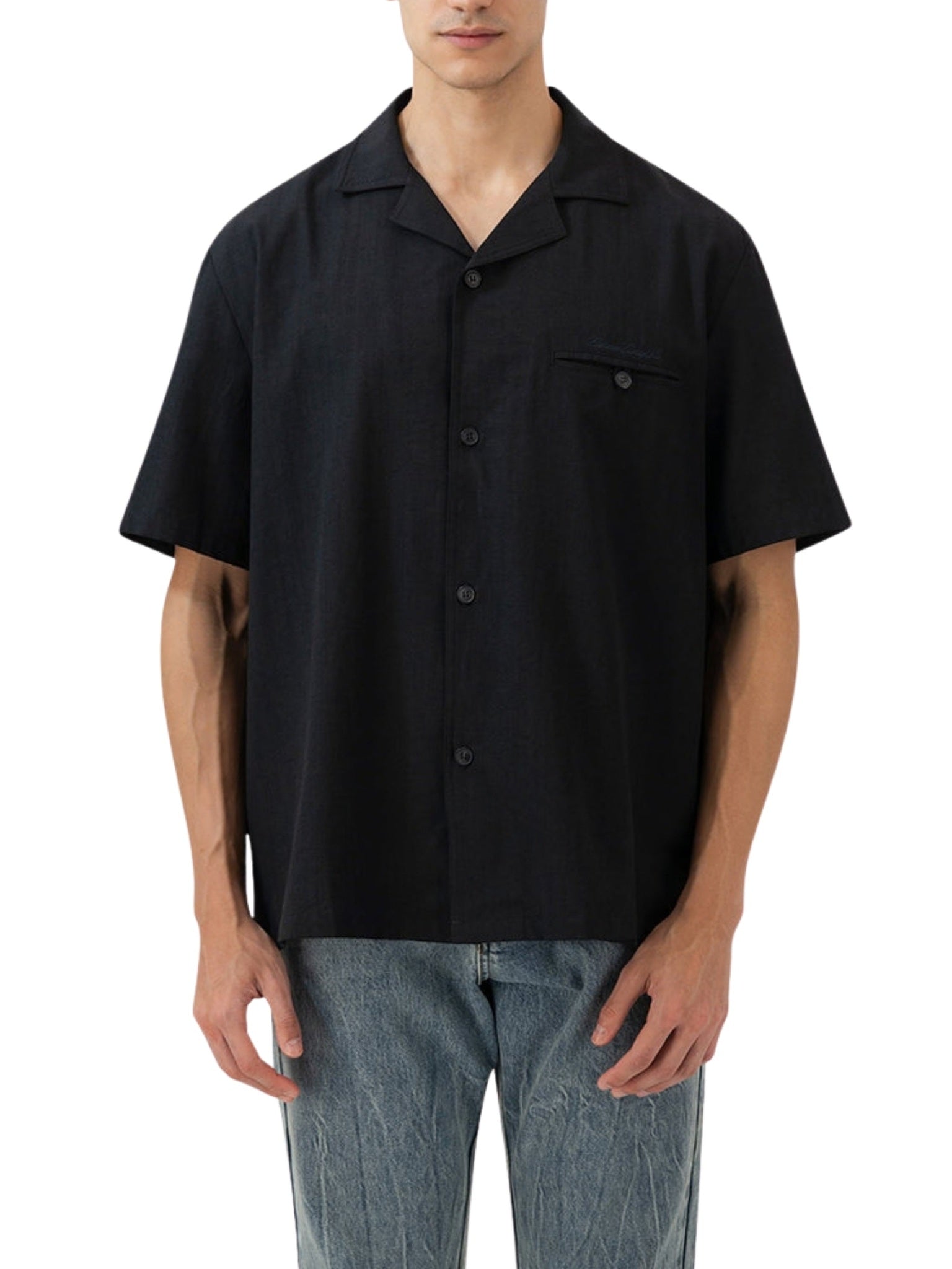 Black linen shirt