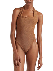 Sandy swim - a metallic crinkle metallic cocoa