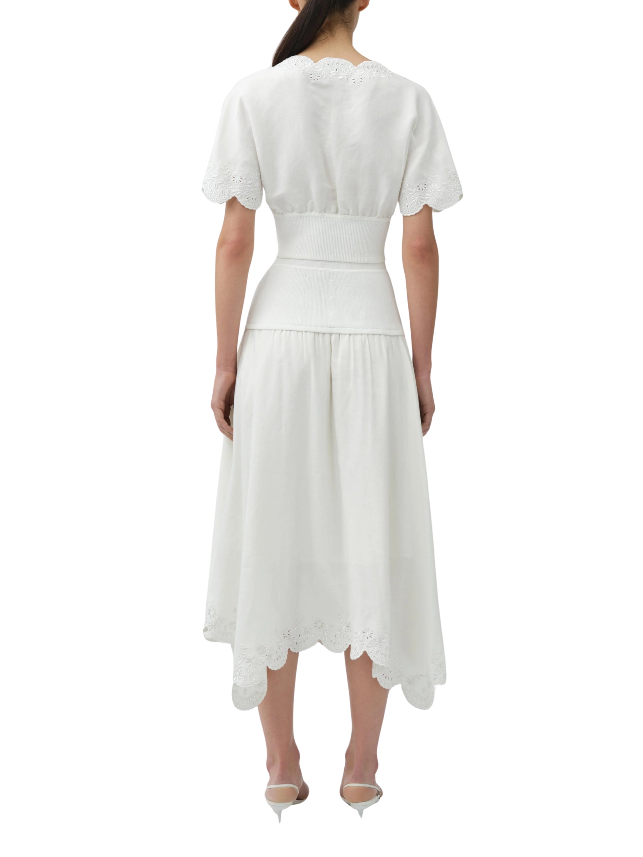 Haven embroidered linen knit skirt
