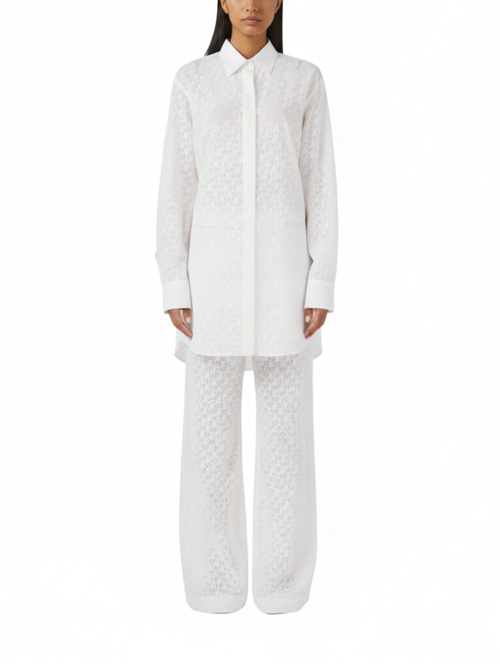Stamp over shirt dress white