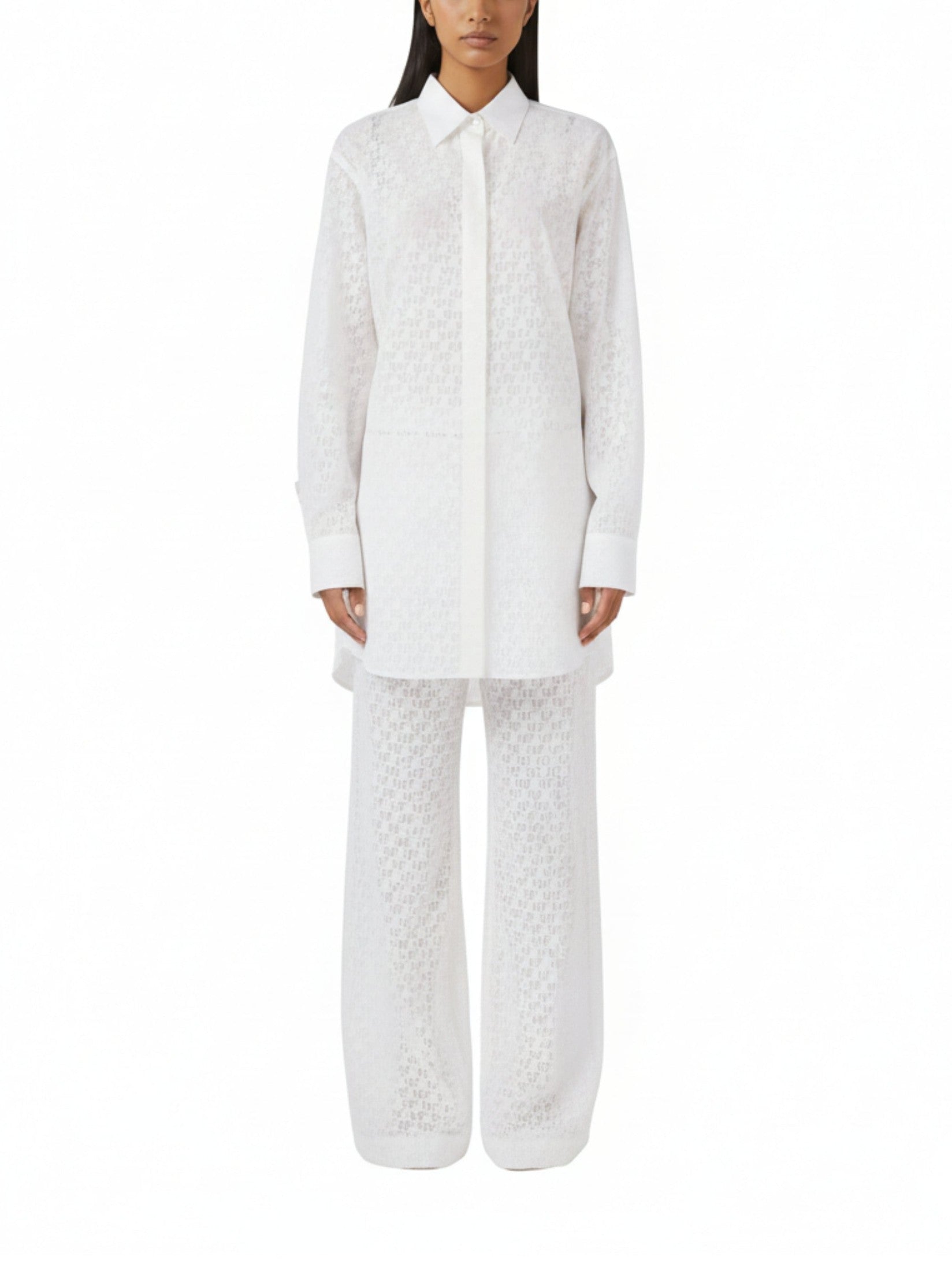 Stamp over shirt dress white