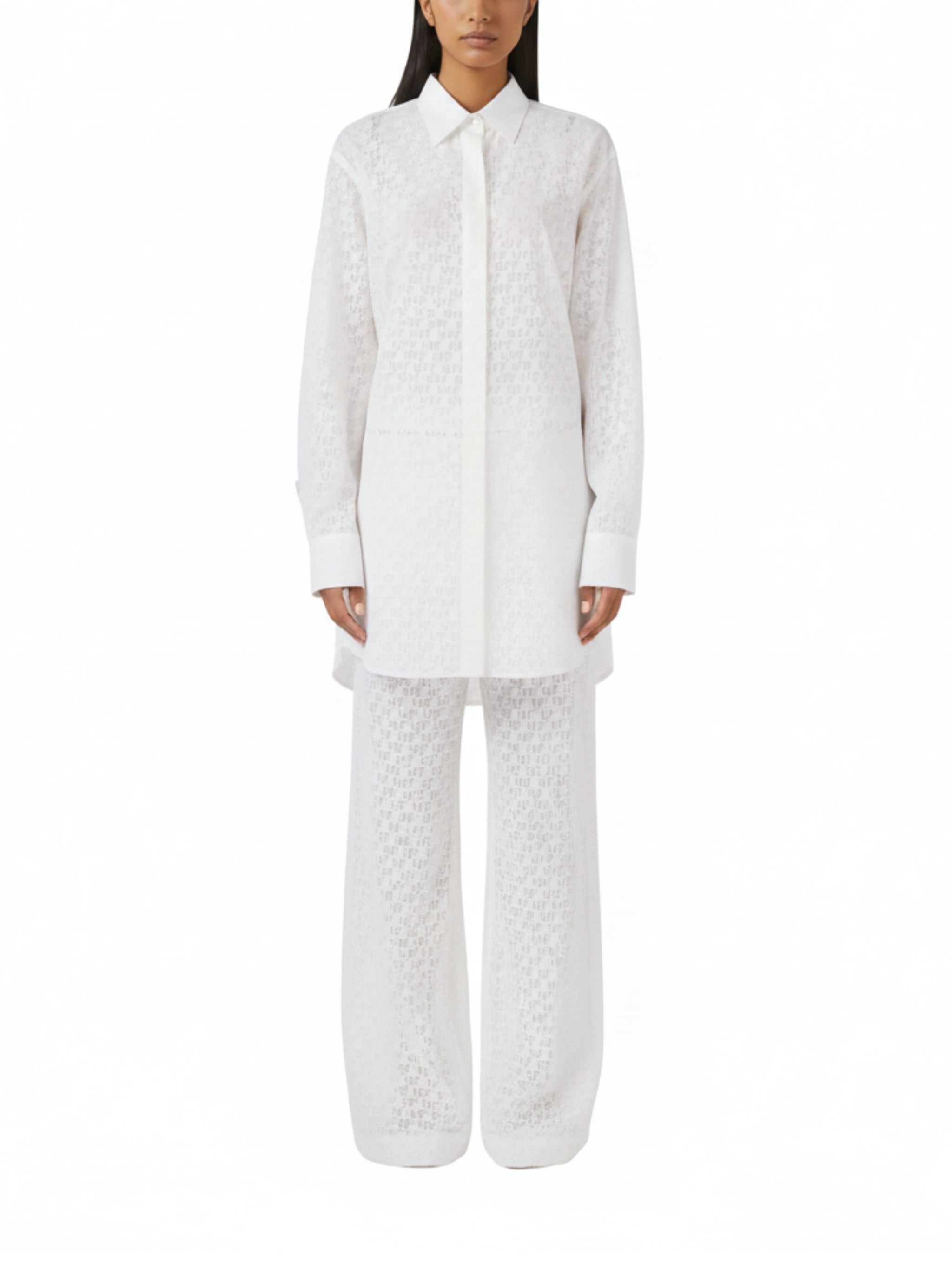 STAMP OVER SHIRT DRESS WHITE