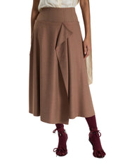 CARAMEL DRAPED MIDI SKIRT