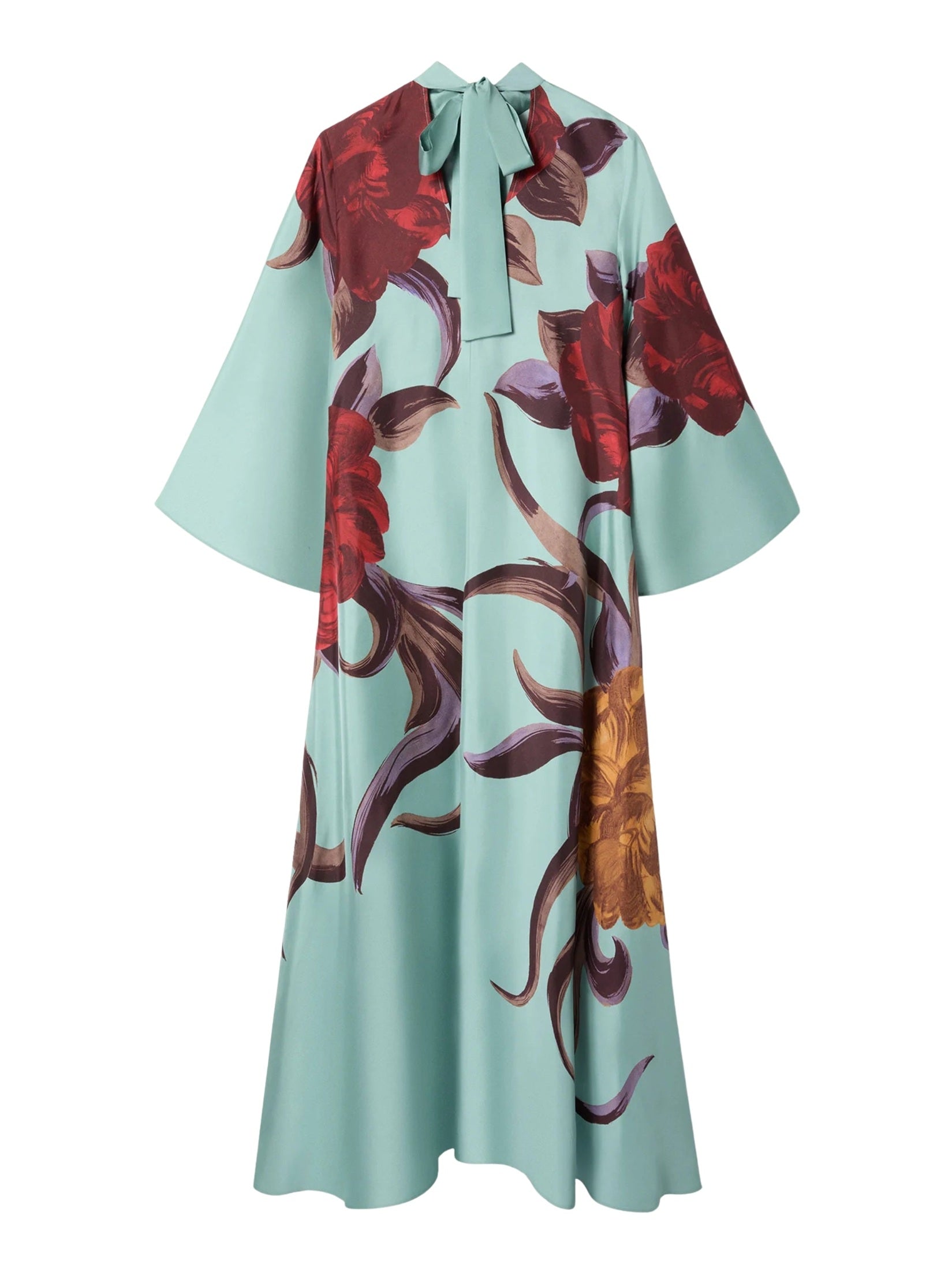 Magnifico dress peony placée light blue in silk twill