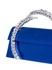 Karma Stone-Encrusted Satin Clutch Electric Blue