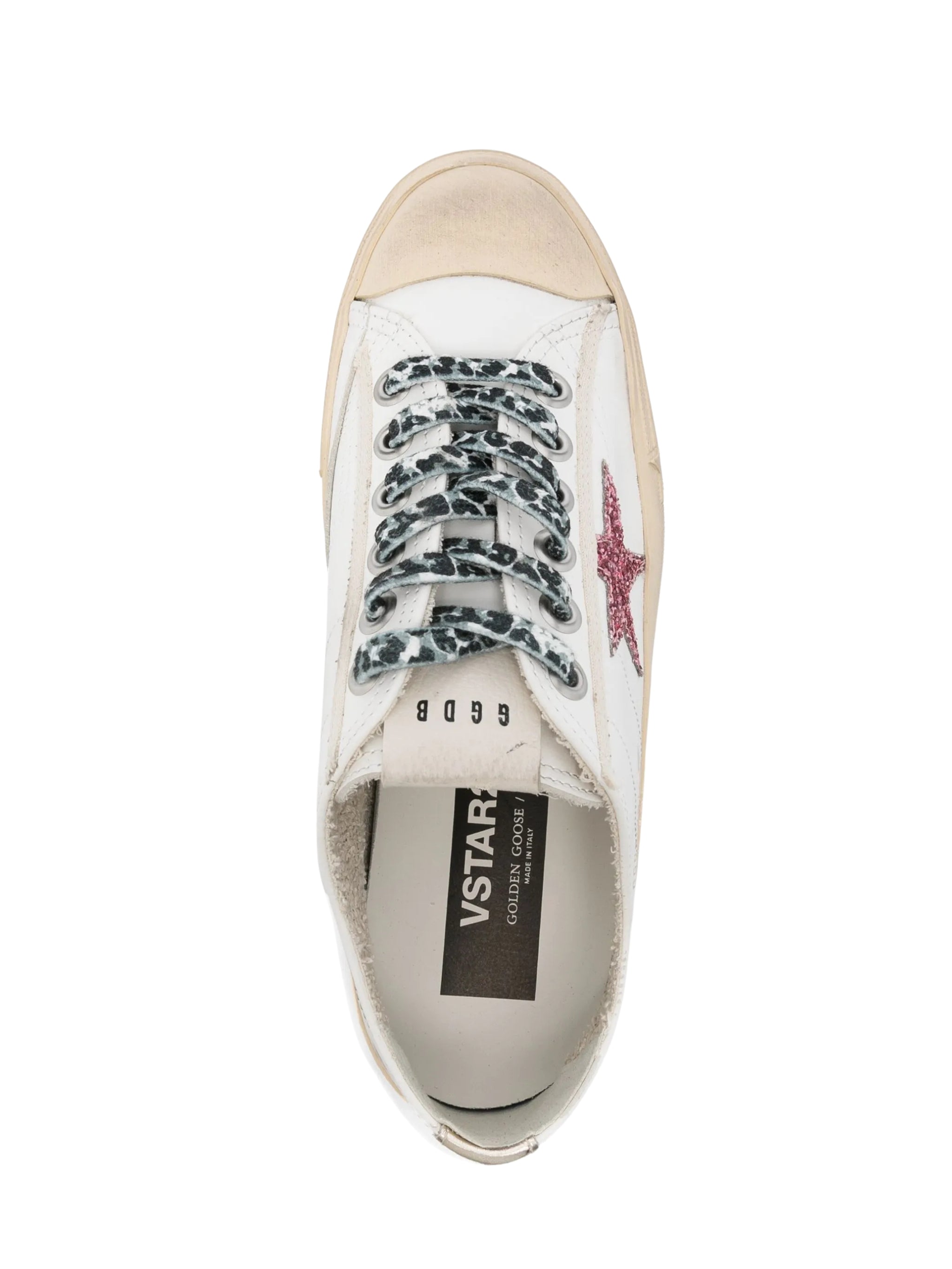 V-Star with pink glitter star and metallic leather heel tab