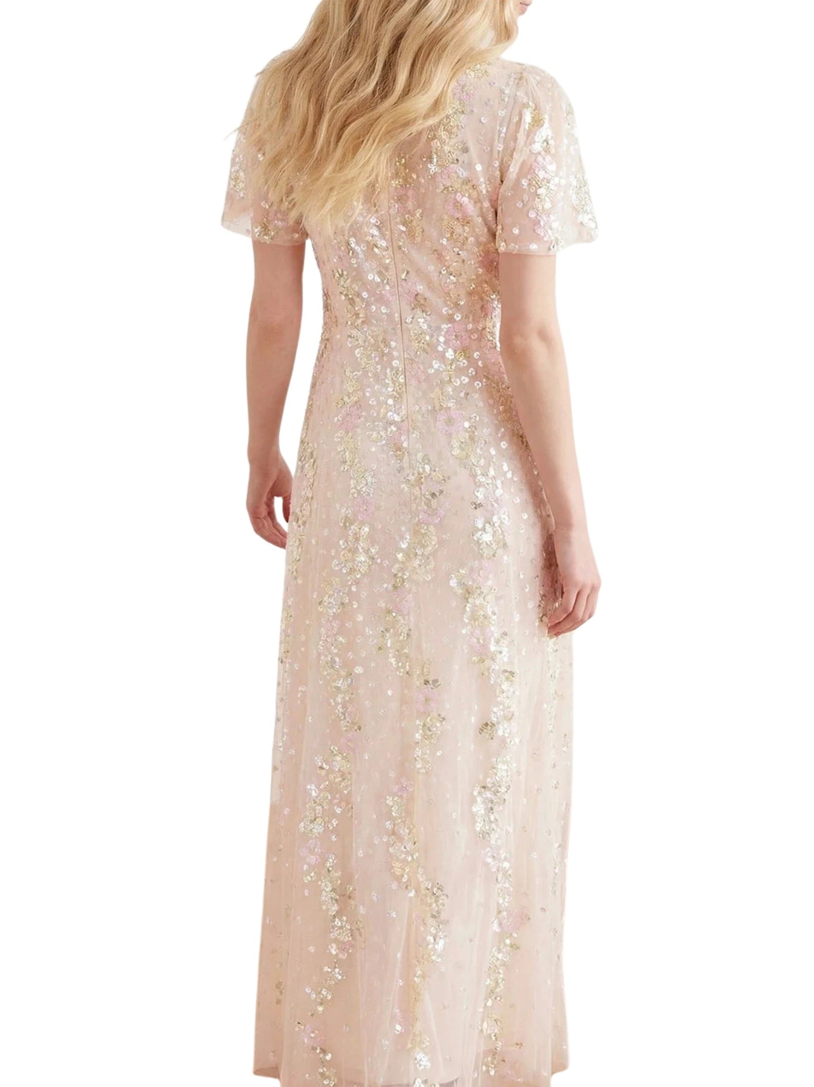 Confetti round neck ankle gown
