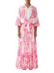 Tie front shirt with sleeve frill