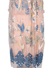 Araina embroidered tulle drop-waist mid length dress