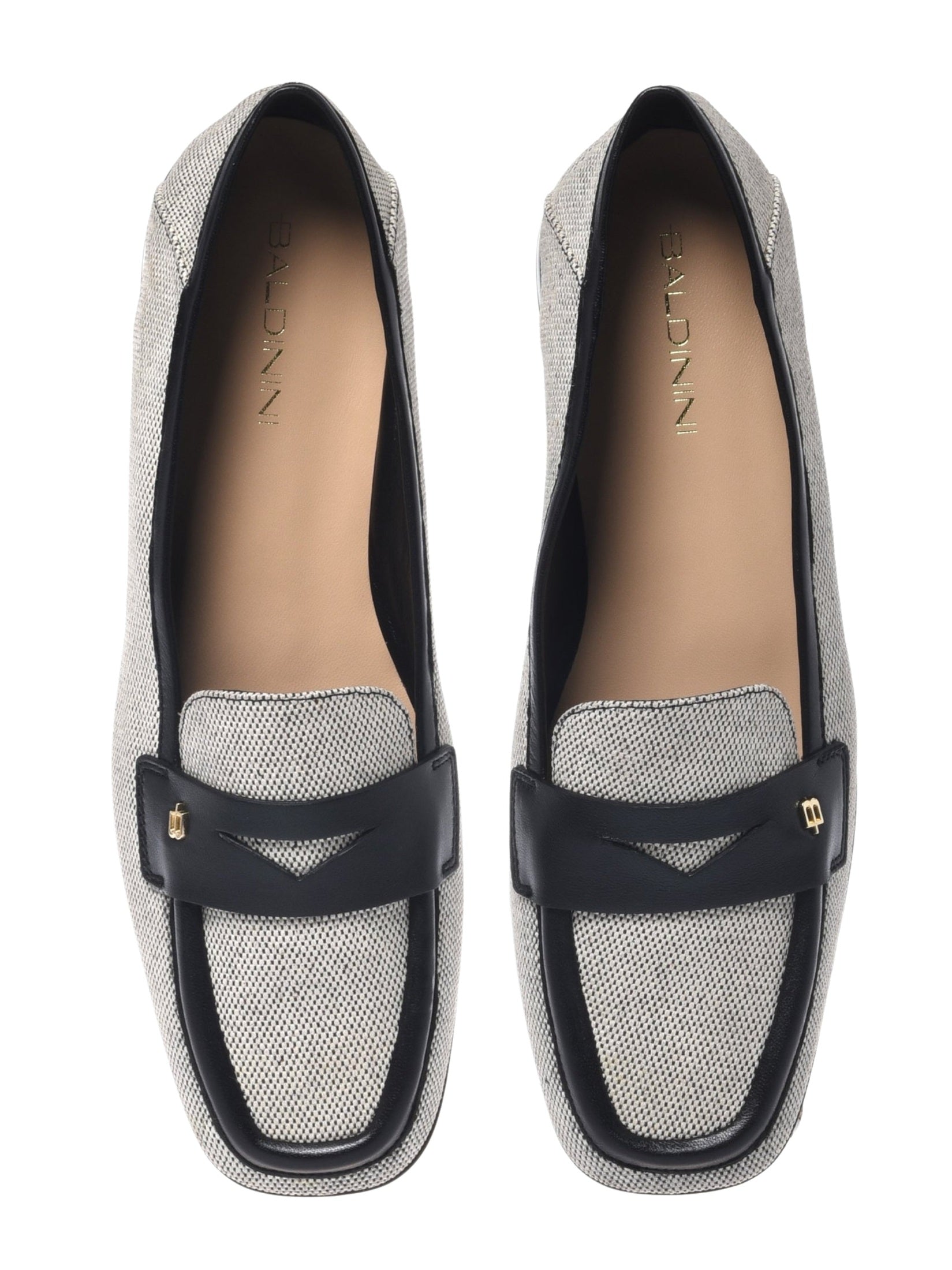 Loafer nappa & canvas black and off white