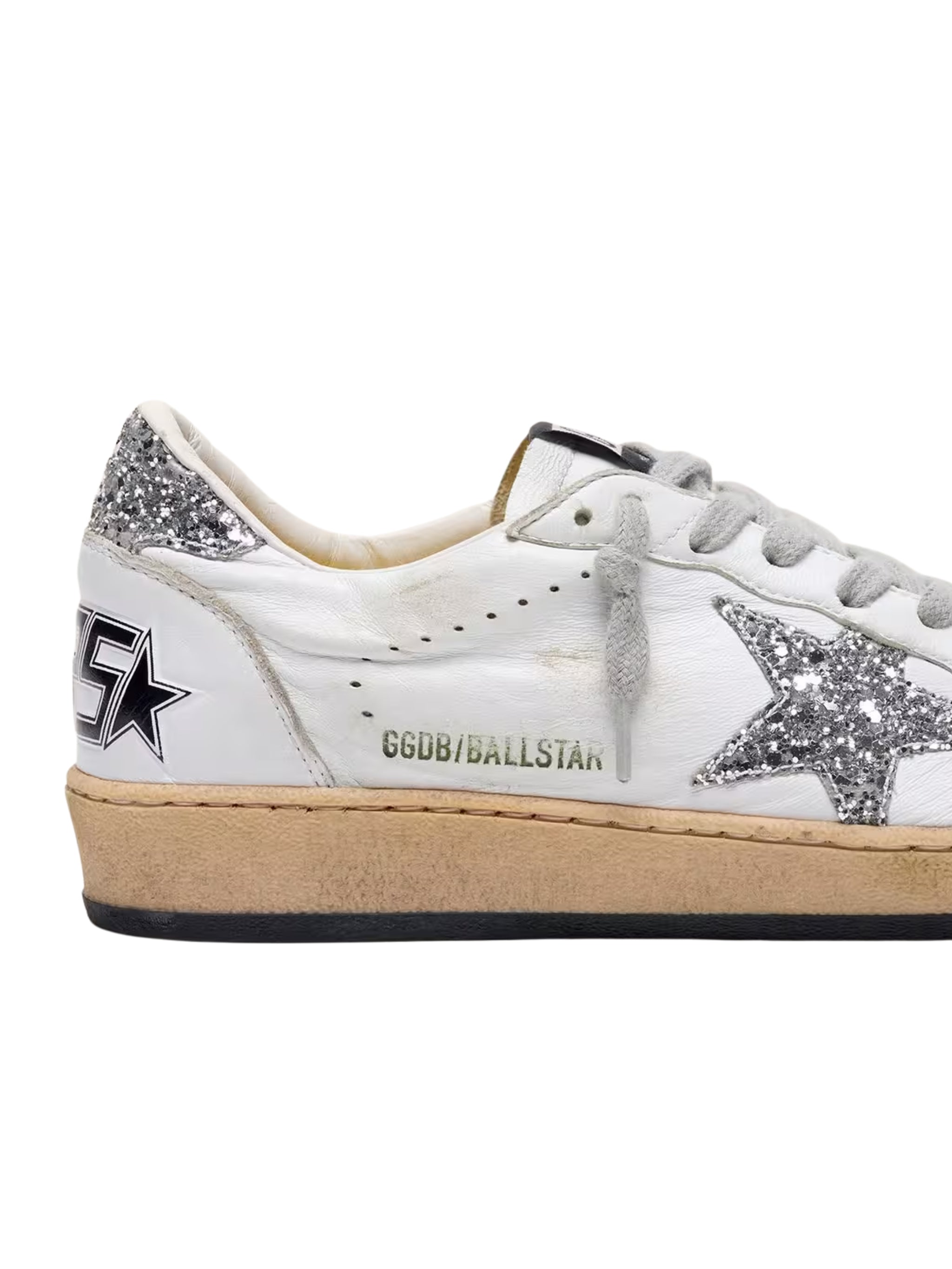 Women's Ball Star in nappa with white star and glitter heel tab