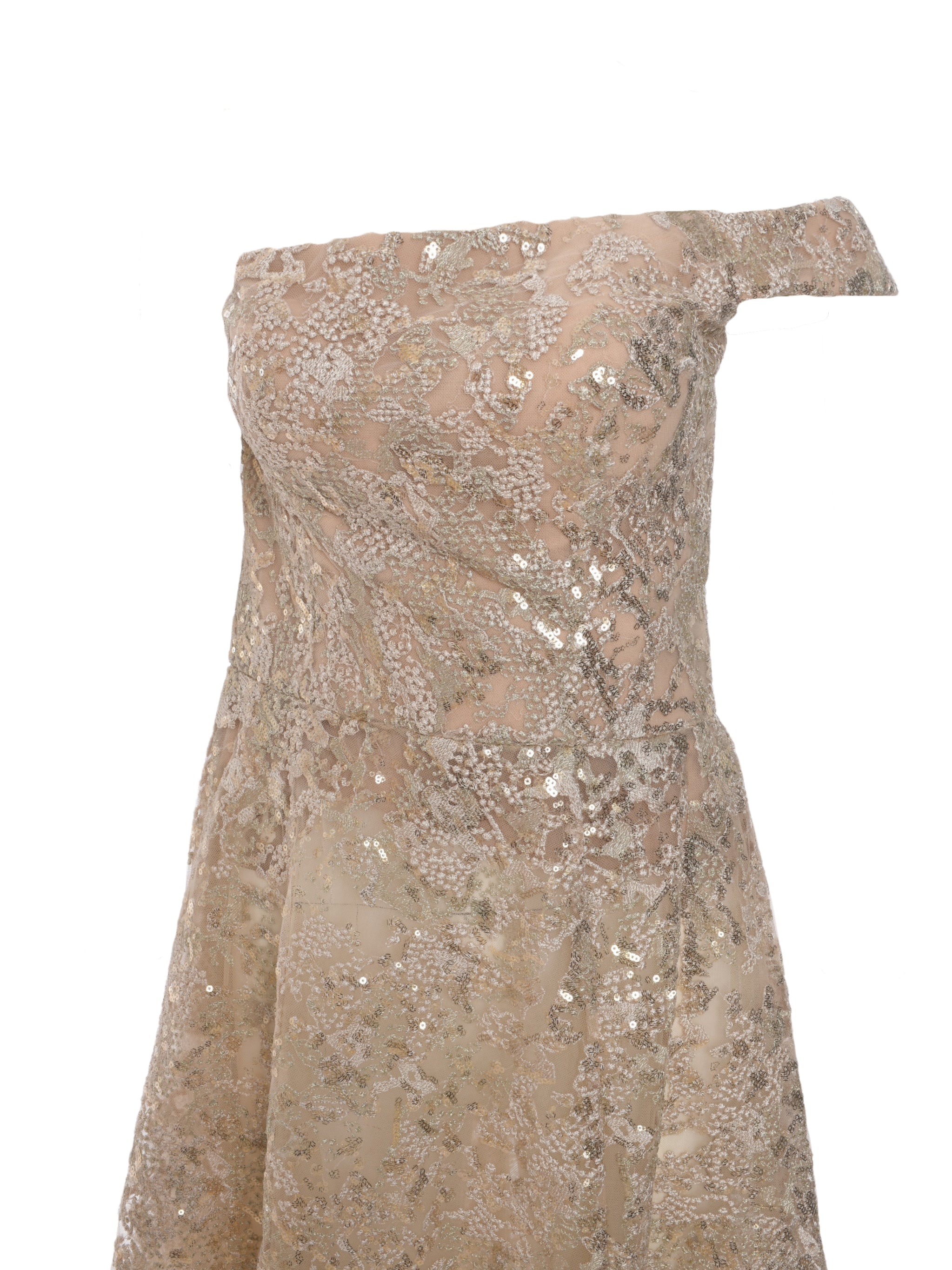 OFF-SHOULDER LONG EMBROIDERED DRESS