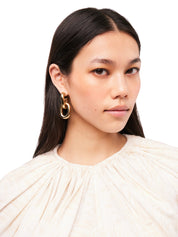 Gold double xl link earrings